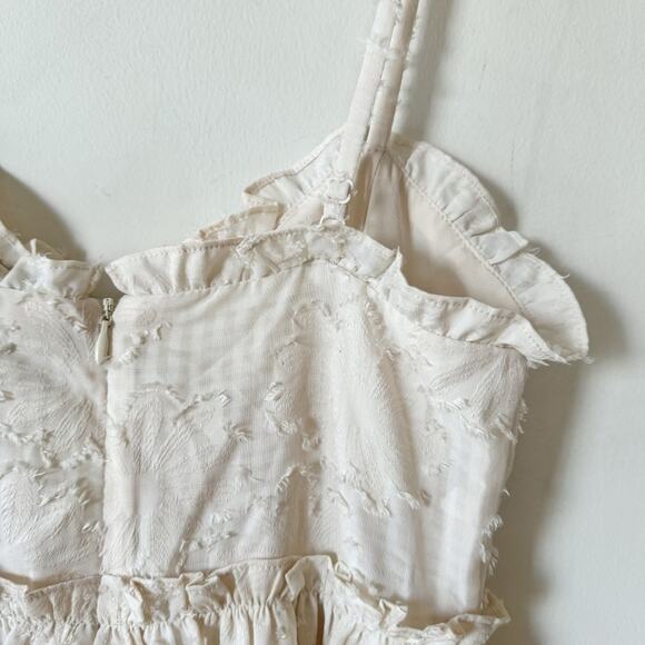 New Lulu’s Cream Charm and Charisma Floral Burnout Tiered Midi Dress XS - Picture 9 of 11